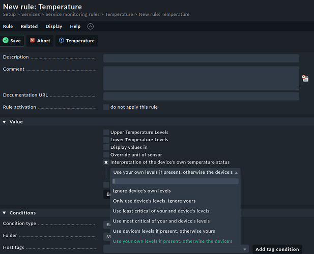 Warning reported from cisco_temperature but the value is below the